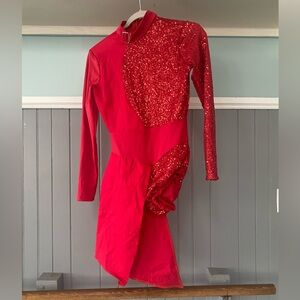Kelle Red Asymmetric Dance Costume